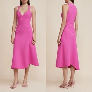 Acler Fuchsia Pink Sculpted Midi Dress